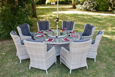 Manhattan 170cm Round Dining Set with Wingback Chairs