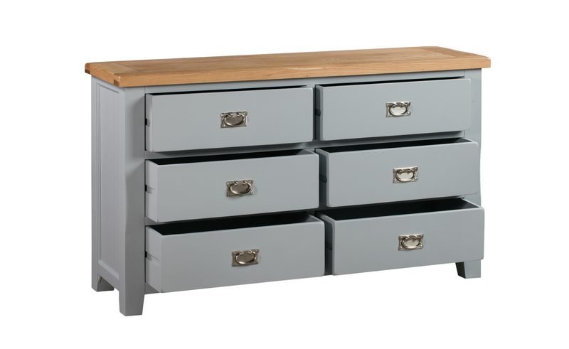 Montreal Grey Painted Oak 6 Drawer Wide Chest