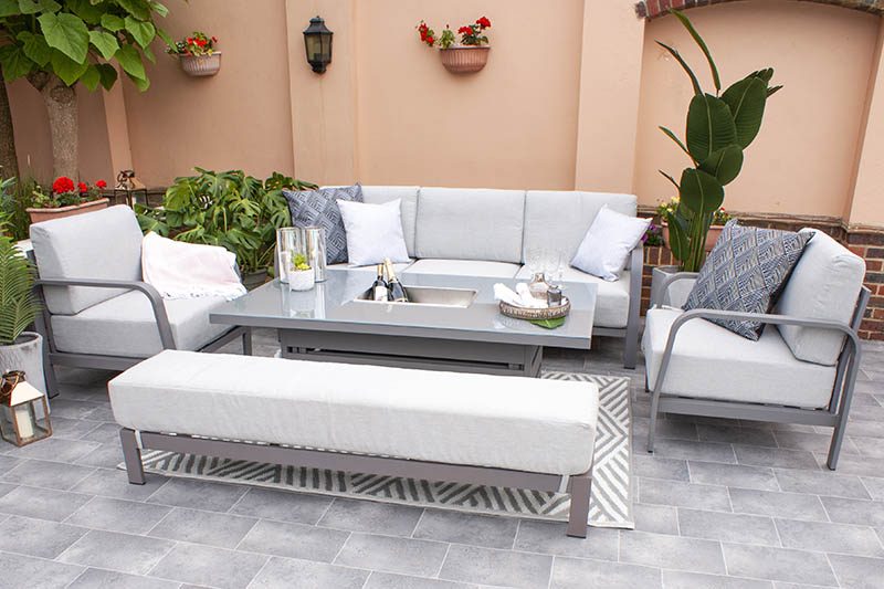 Fiji 5-Seat Cushioned Sofa Set with Adjustable Coffee Table FIDSG4 by Patio  Resort Lifestyles