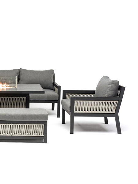 Bali Grande Dining Set with Fire Pit by Firmans Direct