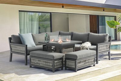 Bali Petite Corner Dining Set with Fire Pit