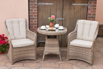 Corfu Natural Bistro Set with Dining Chairs