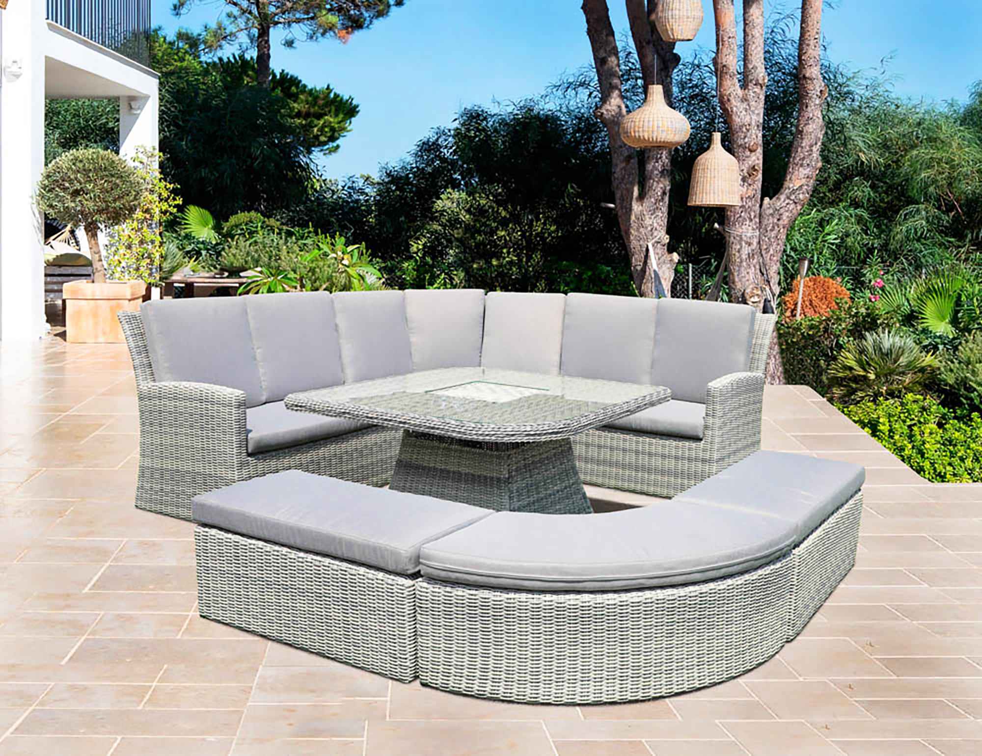 Palm Beach Curved Corner Dining Set Firmans Direct