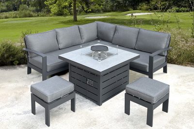 St. Lucia Petite Corner Dining Set with Fire Pit